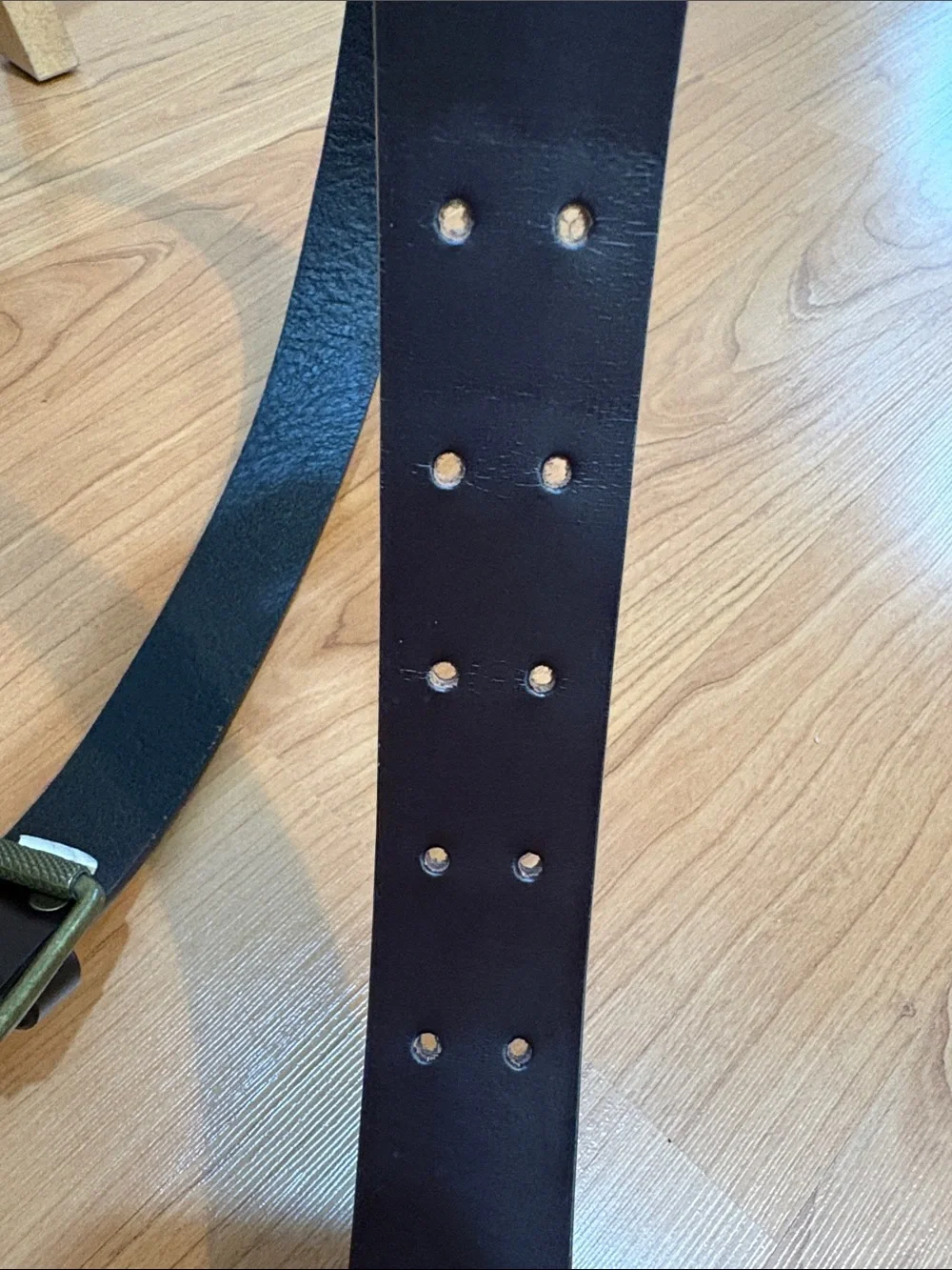 Men's Classic Dark Brown Leather Belt with Antique Brass Buckle